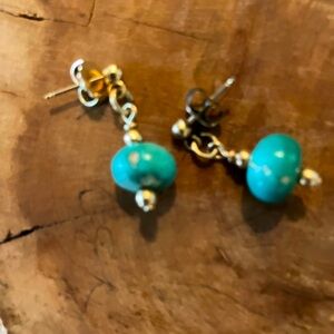 Turquoise and 14K Gold Earrings